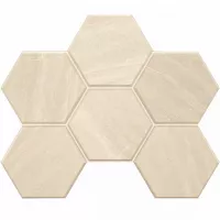 Плитка Эстима Gabbro мозаика 29x25 GB01 Hexagon неполированный белый