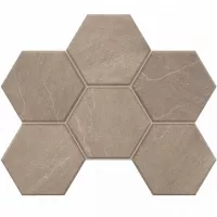 Плитка Эстима Gabbro мозаика 29x25 GB02 Hexagon неполированный серый