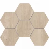 Плитка Эстима Soft Wood мозаика 29x25 SF02 Hexagon неполированный белый