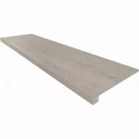 Плитка Эстима Soft Wood ступени 120x33 Комплект ( SF03 (прямоугол. бортик) без насечек + Подступенок (14,5x120)) неполированный серый