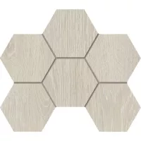 Плитка Эстима Kraft Wood мозаика Mosaic/KW00_NR/25x28,5x10/Hexagon структурированный белый