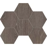 Плитка Эстима Kraft Wood мозаика Mosaic/KW03_NR/25x28,5x10/Hexagon структурированный коричневый