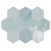 Плитка Zellige Hexa Aqua 122081 глянцевая голубой однотонная, краска, штукатурка 12x11 11мм Wow