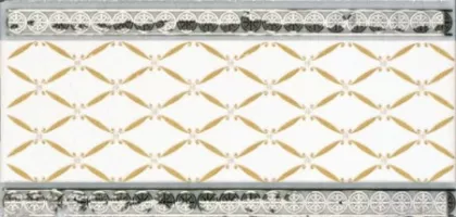 Плитка Ape & Almera бордюр 20x10 CENEFA DELIS BLANCO SILVER глянцевая белый, золотой