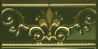 Плитка Ape & Almera бордюр 20x10 CENEFA NOBLESSE VERDE BOTELLA глянцевая зеленый, золотой