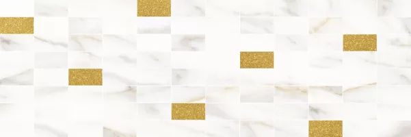 Плитка настенная Laparet 60x20 мозаика декор мозаичный белый золото MM60157 Aragon глянцевая глазурованная