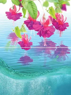Плитка настенная Муза-Керамика 40x30 панно P2-1 flowers P2-1D240 из 2-х плиток Ocean Flowers глянцевая глазурованная