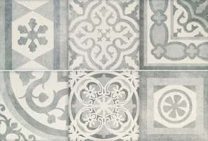 Плитка Porcelanite Dos декор 90x30 Ros. 9512 Composicion retro II gris матовая серый