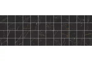 Плитка настенная Laparet 60x20 мозаика декор мозаичный чёрный MM60074 Royal глянцевая глазурованная